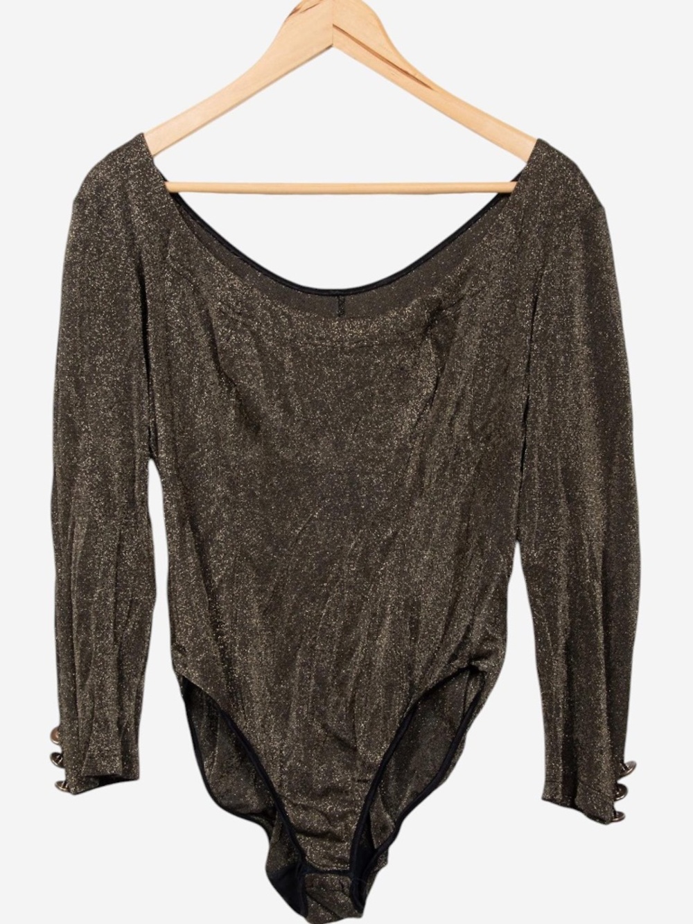 vintage 80s victoria's secret metallic gold disco bodysuit size large